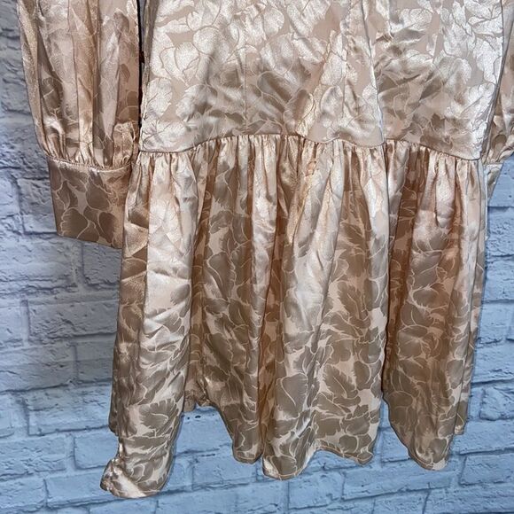 Nasty Gal Large Champagne Eyelet 'Em Stop And Stare Satin Mini Dress - Picture 12 of 16